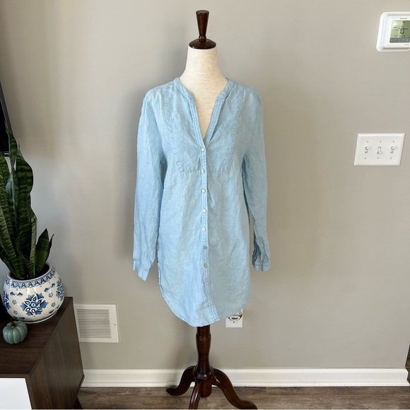 Sundance Linen Tunic Button Down - Light Blue - Picture 7 of 7